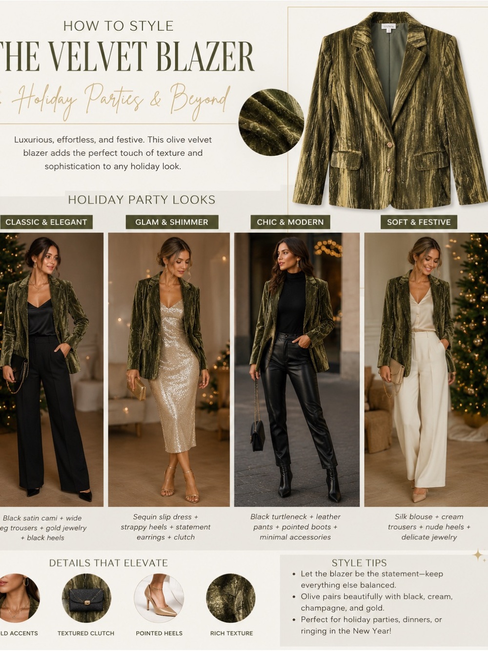 Ellison Olive Green Velvet Blazer